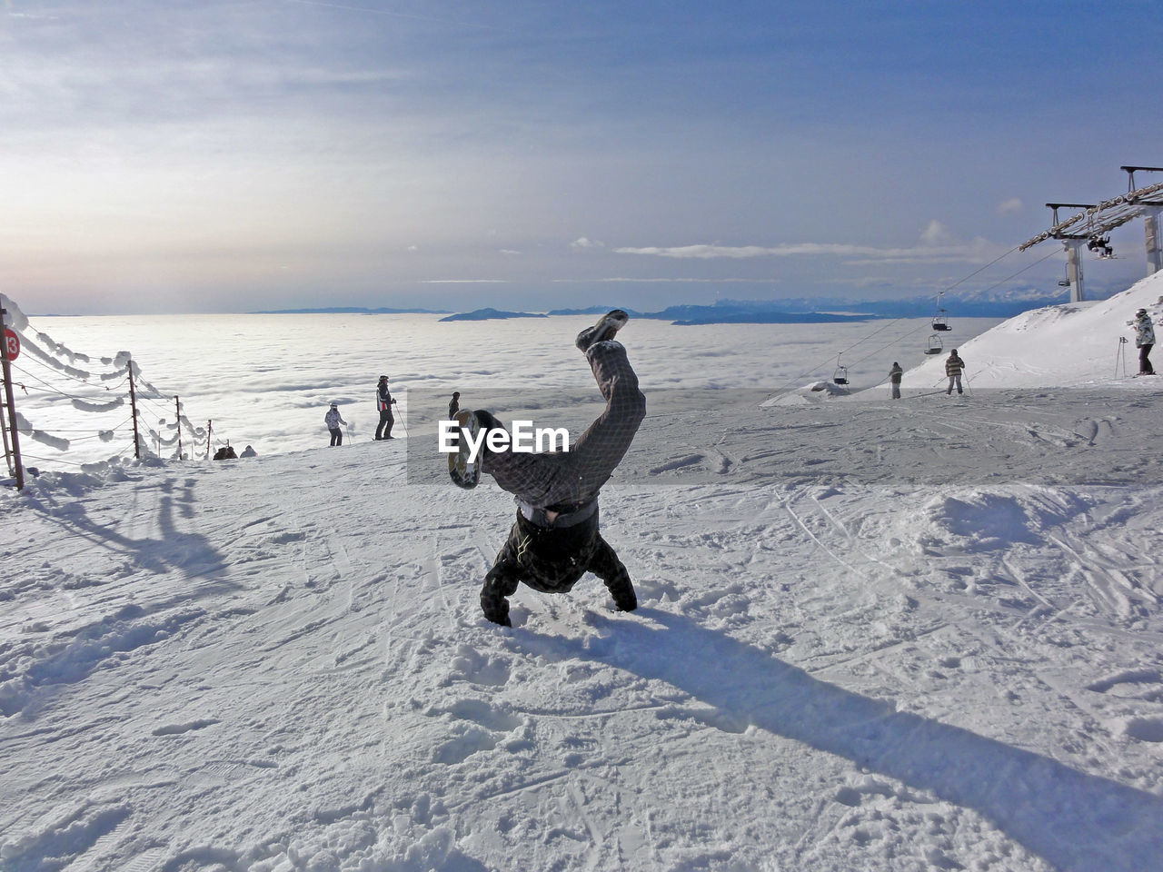 SCENIC VIEW OF BIRDS ON SNOW COVERED LANDSCAPE