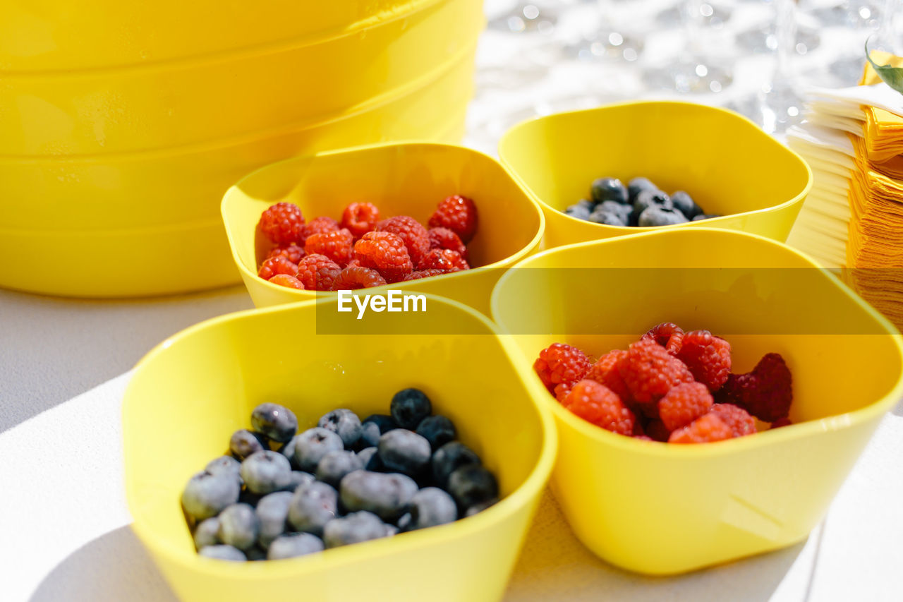 Close-up of fruits in bowls