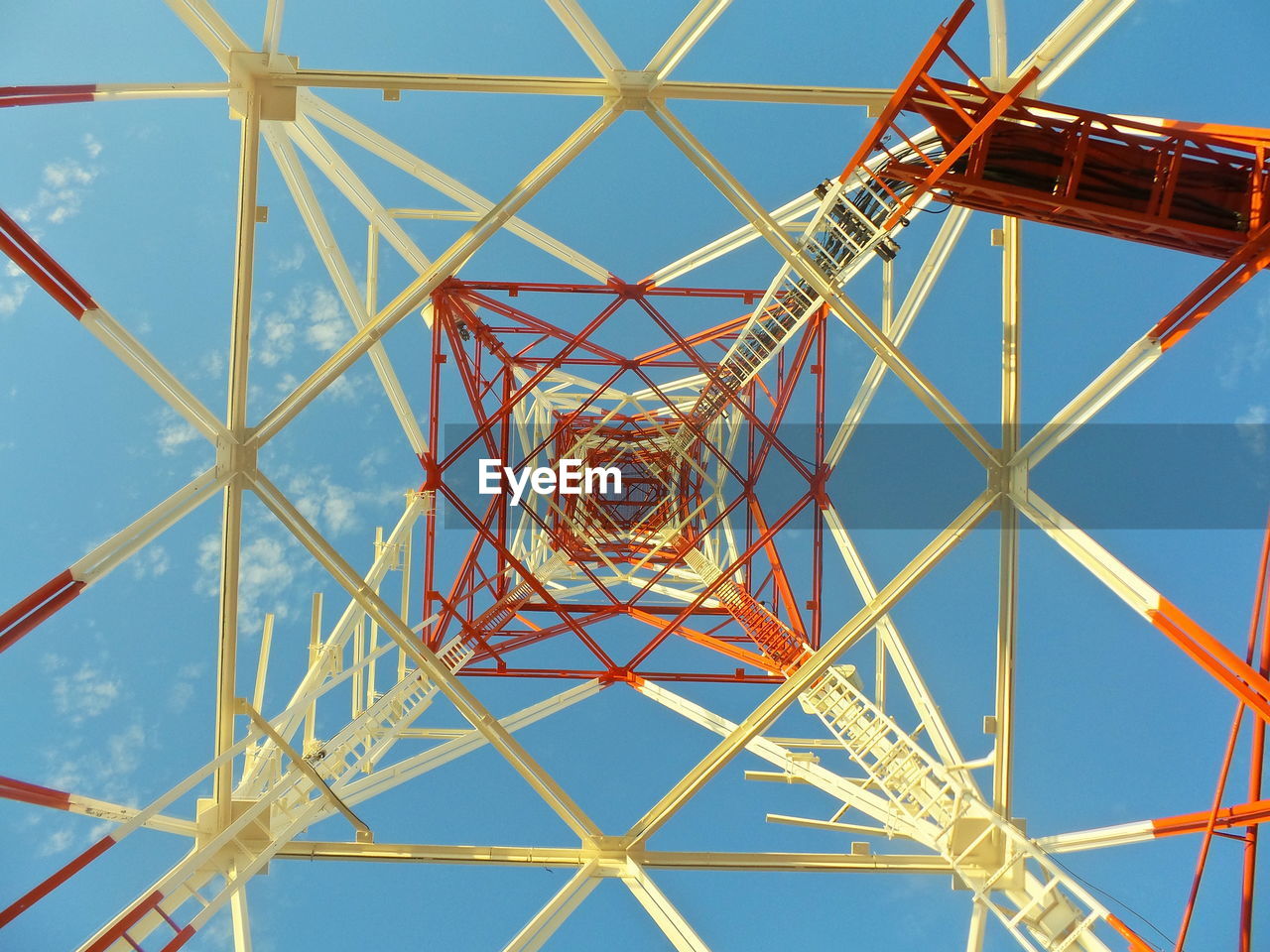 Low angle view of metallic structure against sky