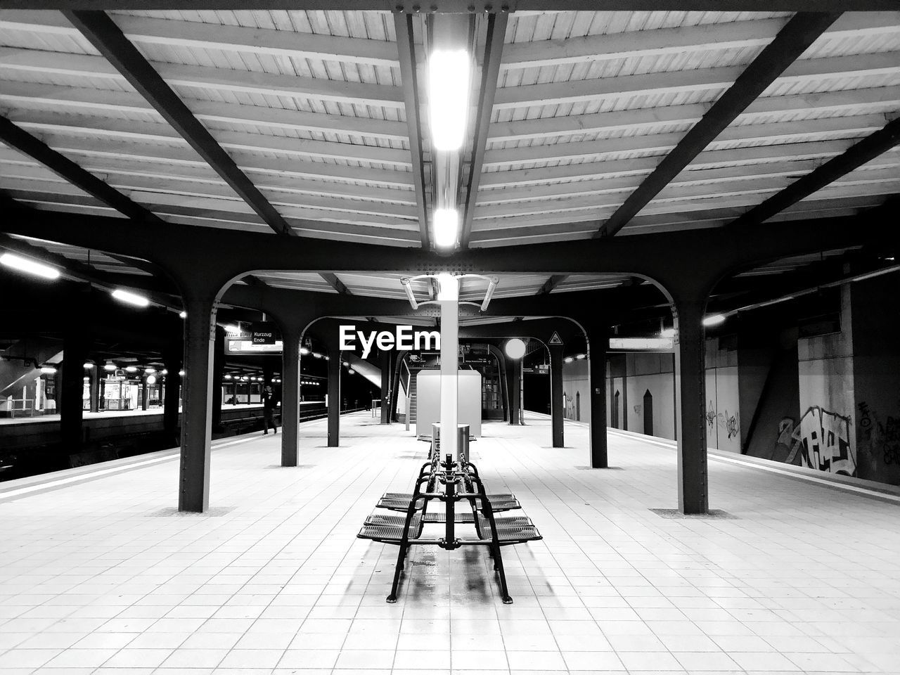 Empty railroad station platform