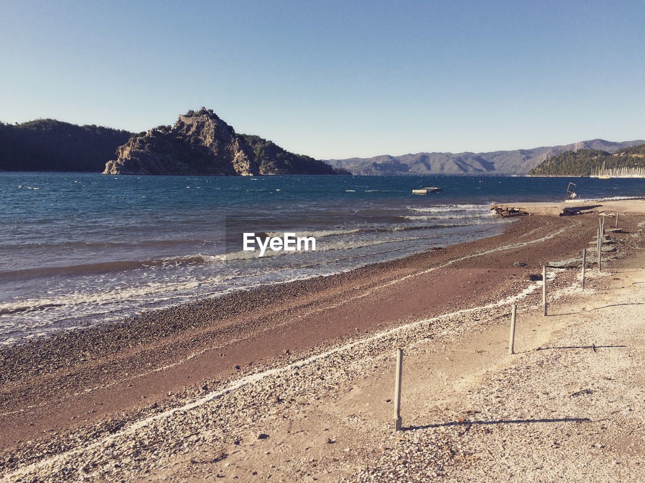 Scenic view of sea against clear sky