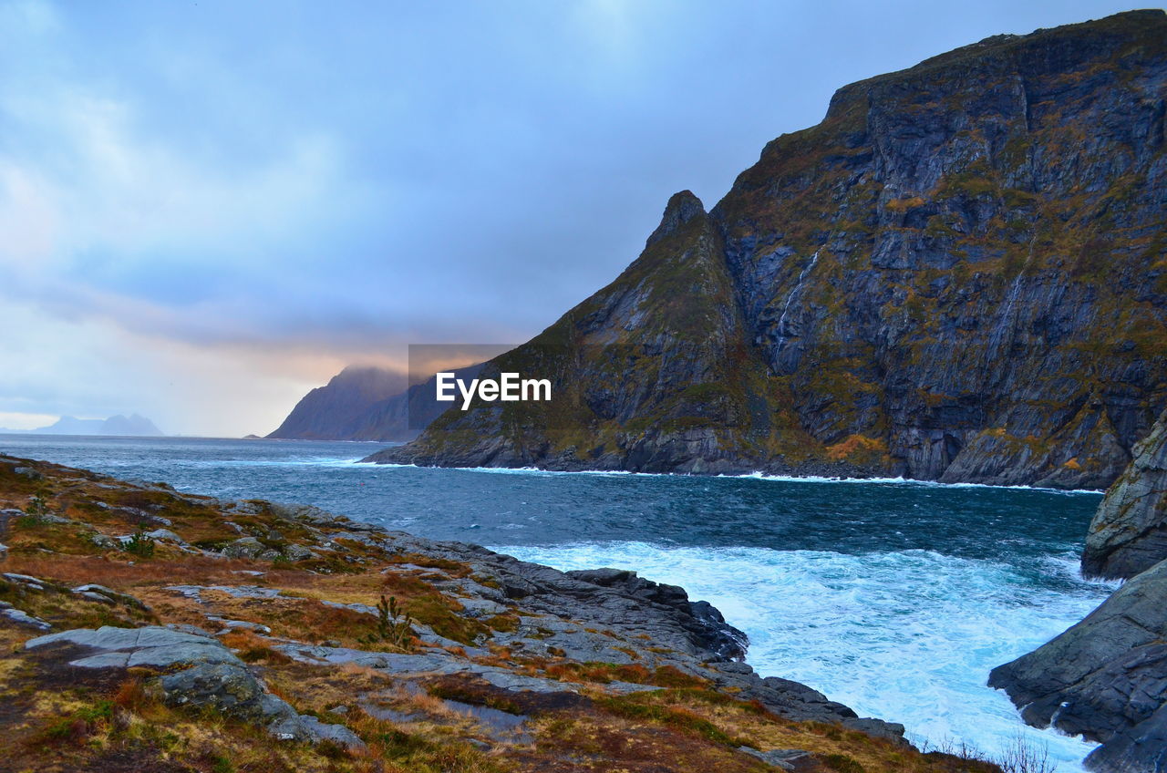 Sunset moment from the most western village on lofoten islands