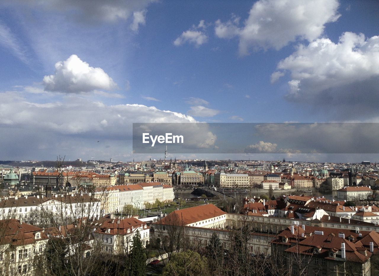 High angle view of townscape against sky