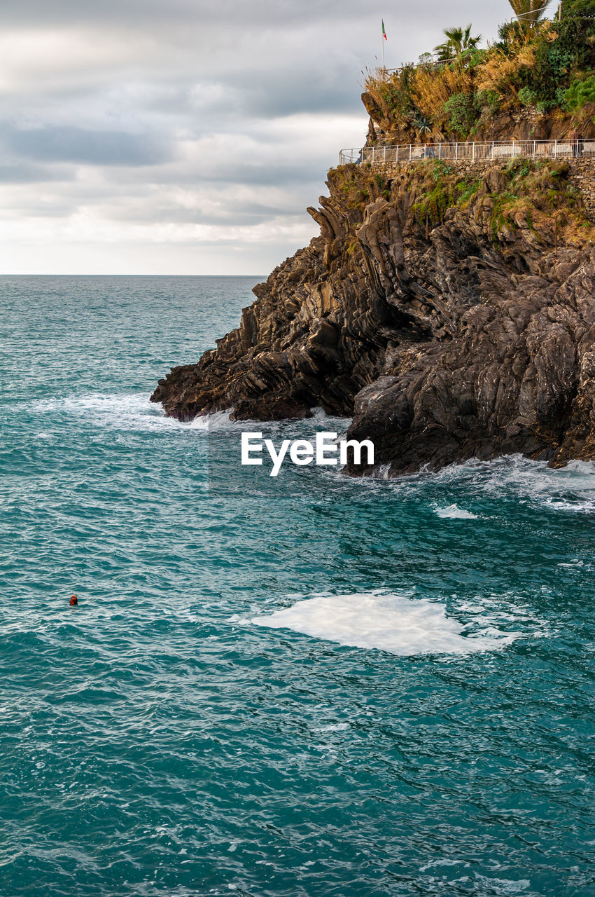 SCENIC VIEW OF ROCKS ON SEA AGAINST SKY