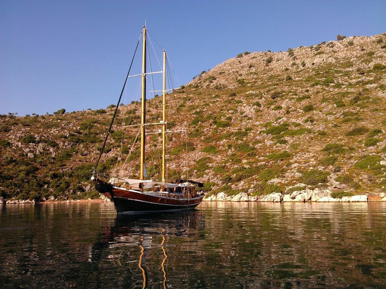 Boat moored in sea