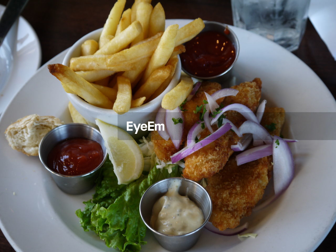 High angle view of food in plate