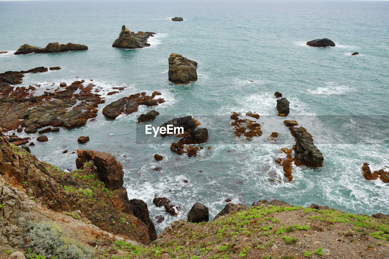 High angle view of sea shore at tenerife island