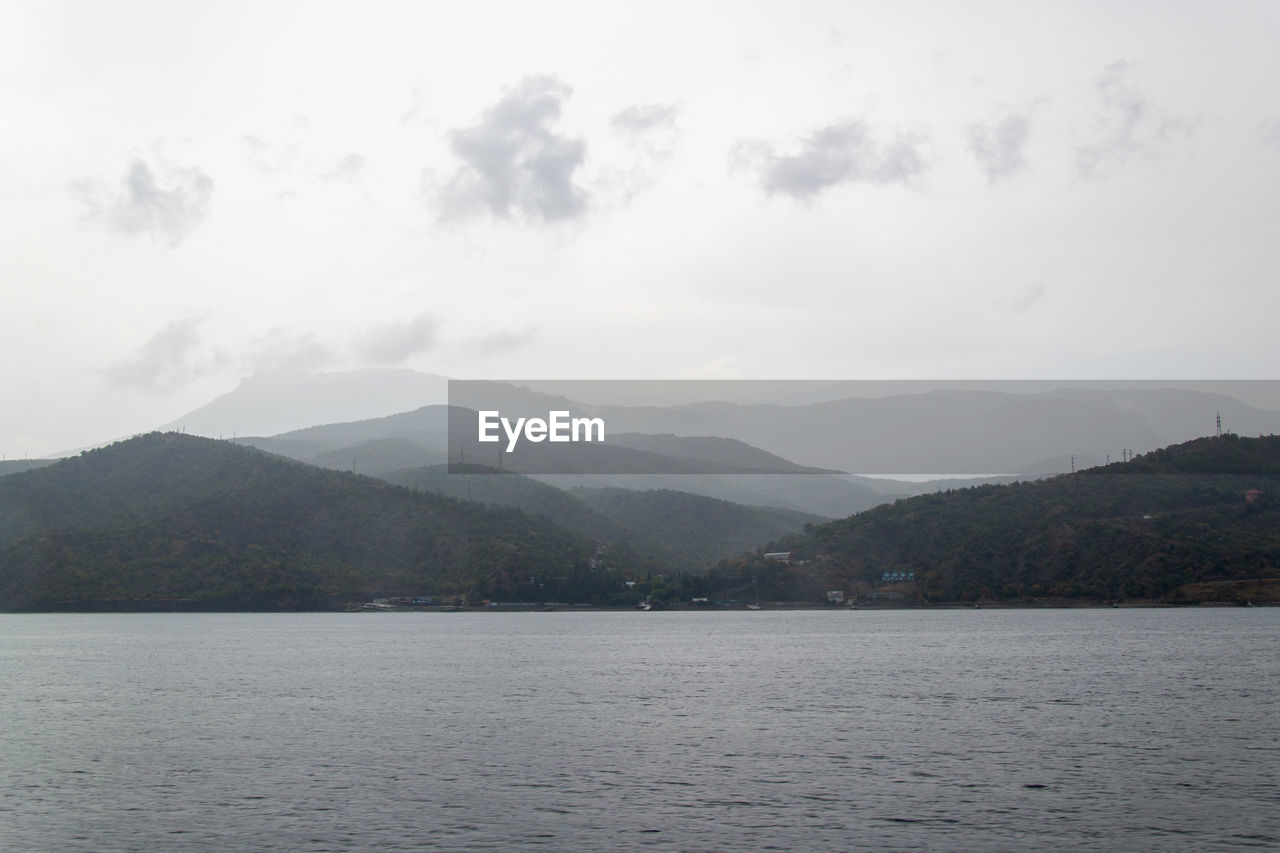 SCENIC VIEW OF SEA AND MOUNTAINS