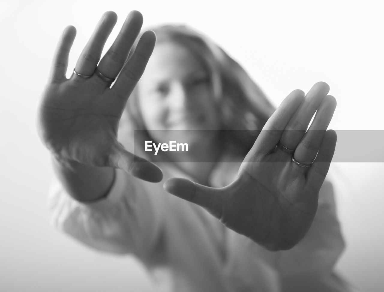 hand, finger, one person, adult, black and white, gesturing, women, emotion, white, close-up, monochrome photography, indoors, monochrome, female, communication, palm, showing, studio shot, sign language, hand sign, portrait, young adult