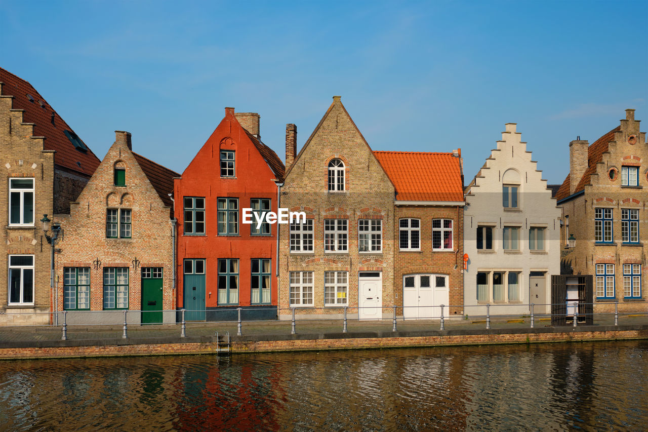 Canal and old houses. bruges brugge , belgium