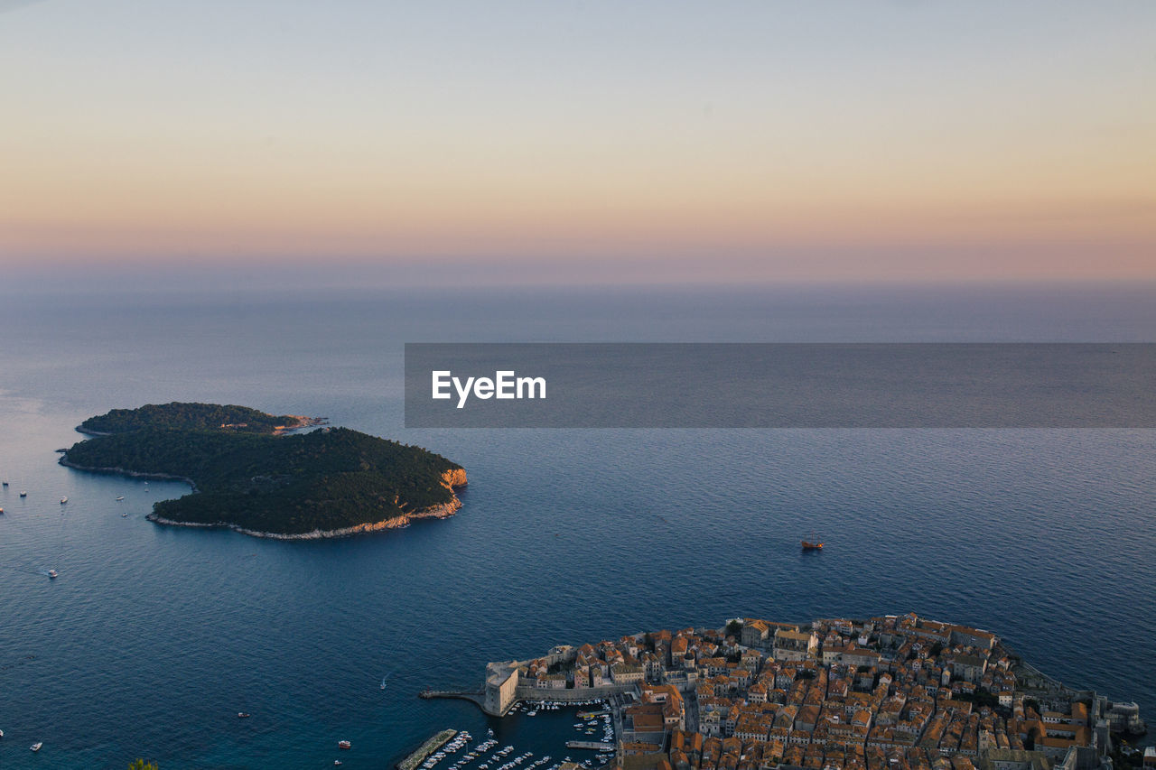 Top view of lokrum island near dubrovnik