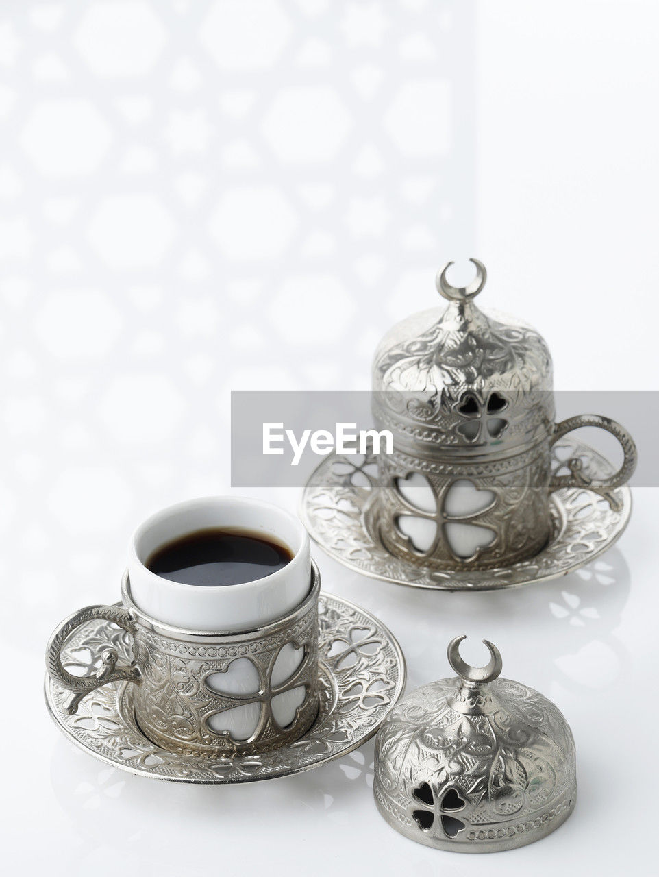 Turkish coffee on two silver cup