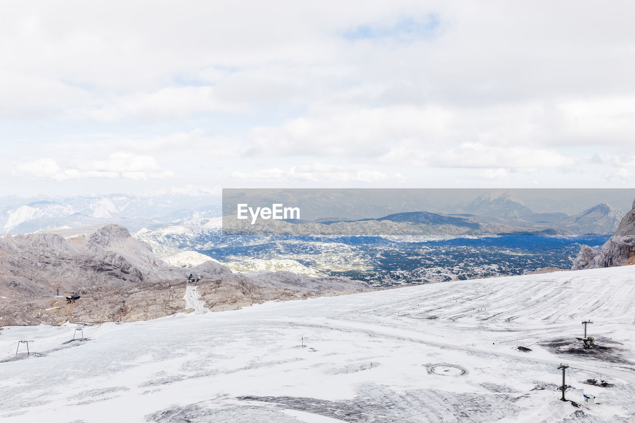 Glacier with slopes for skiing