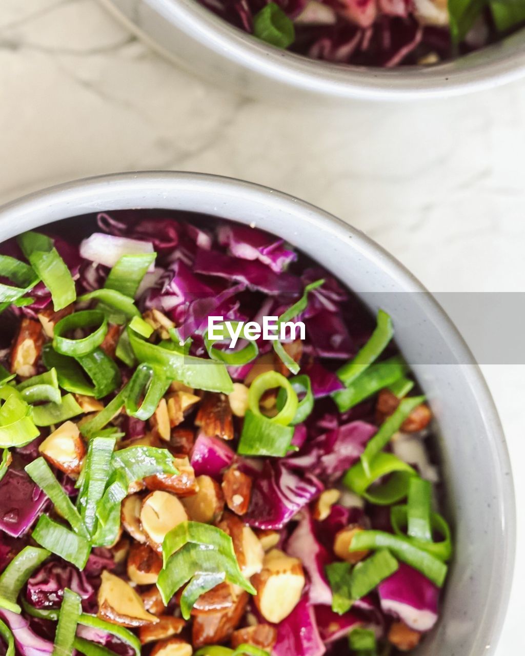 High angle view of chopped vegetables in bowl