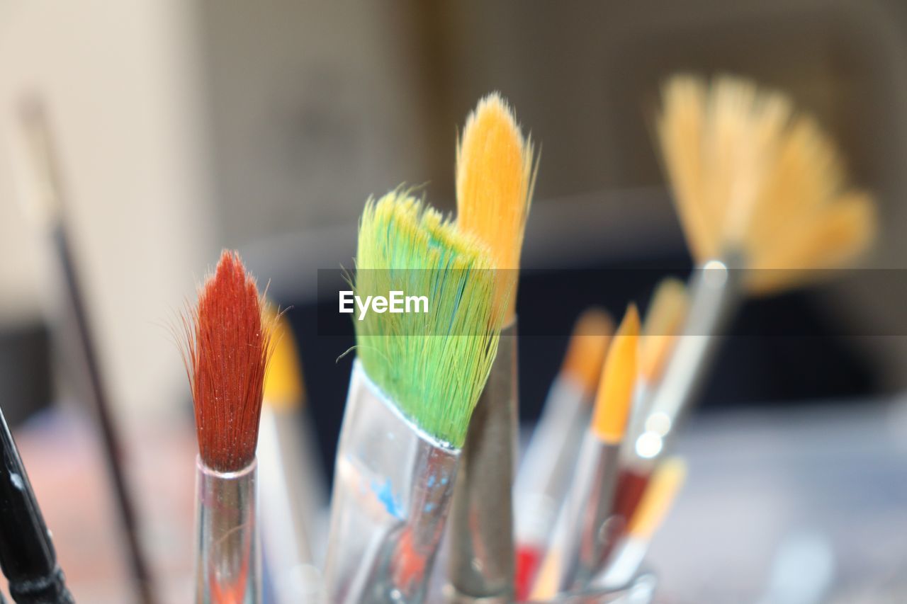 close-up of make-up brushes