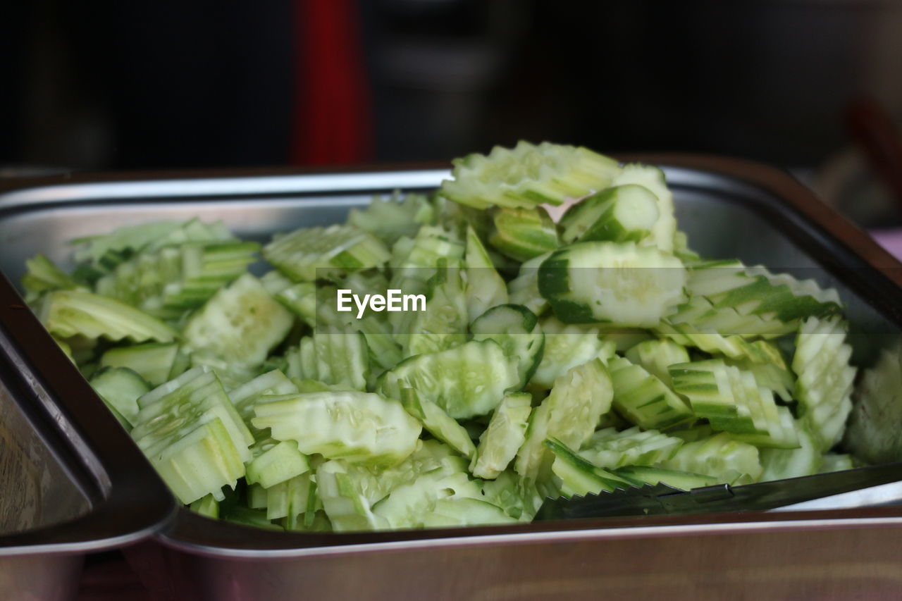 Close-up of chopped vegetables on table