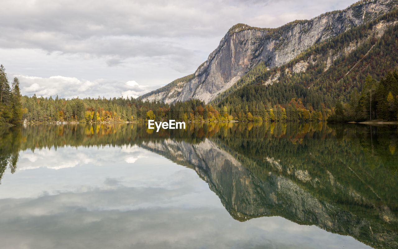 Autumn landscape in italian dolomites in italy lago di tovel