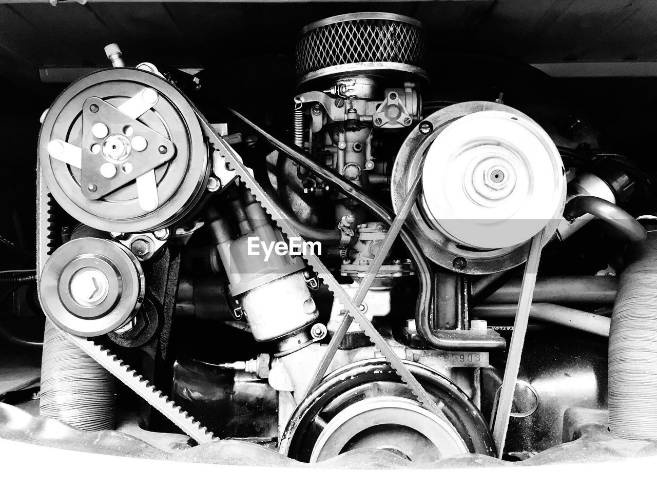 Close-up of vintage car engine