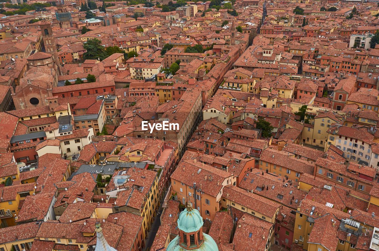 High angle view of old town