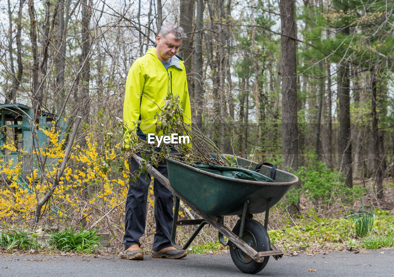 MAN STANDING IN FOREST