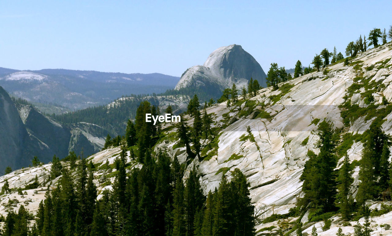 Scenic view of mountains against clear sky