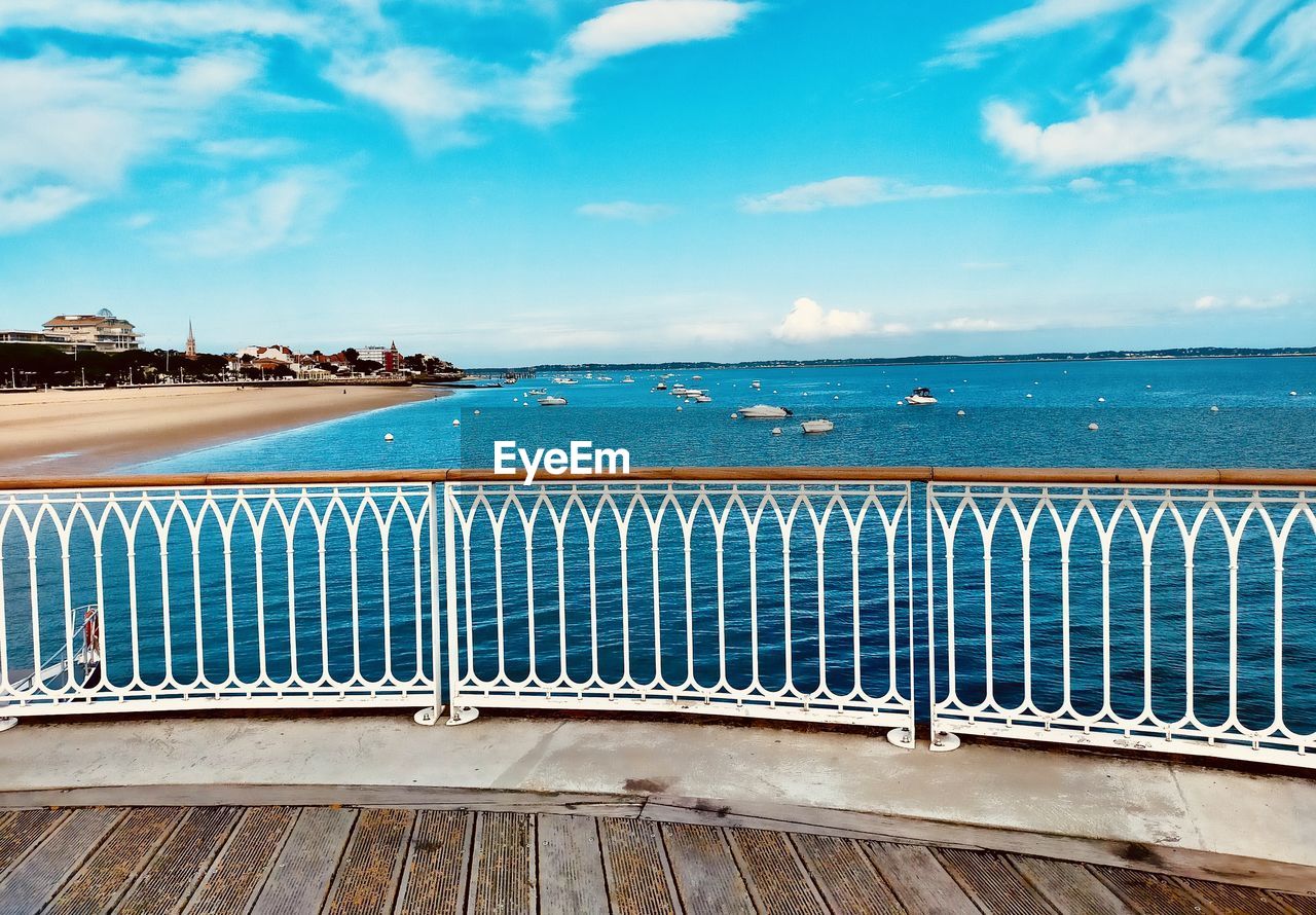 SCENIC VIEW OF SEA AGAINST SKY SEEN THROUGH RAILING