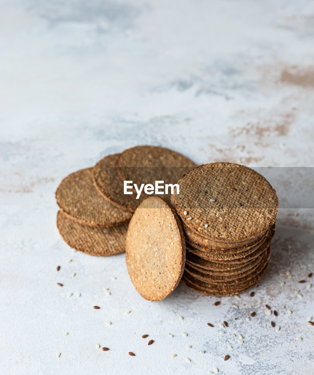 Delicious crackers with sesame and flax seeds. healthy snack.