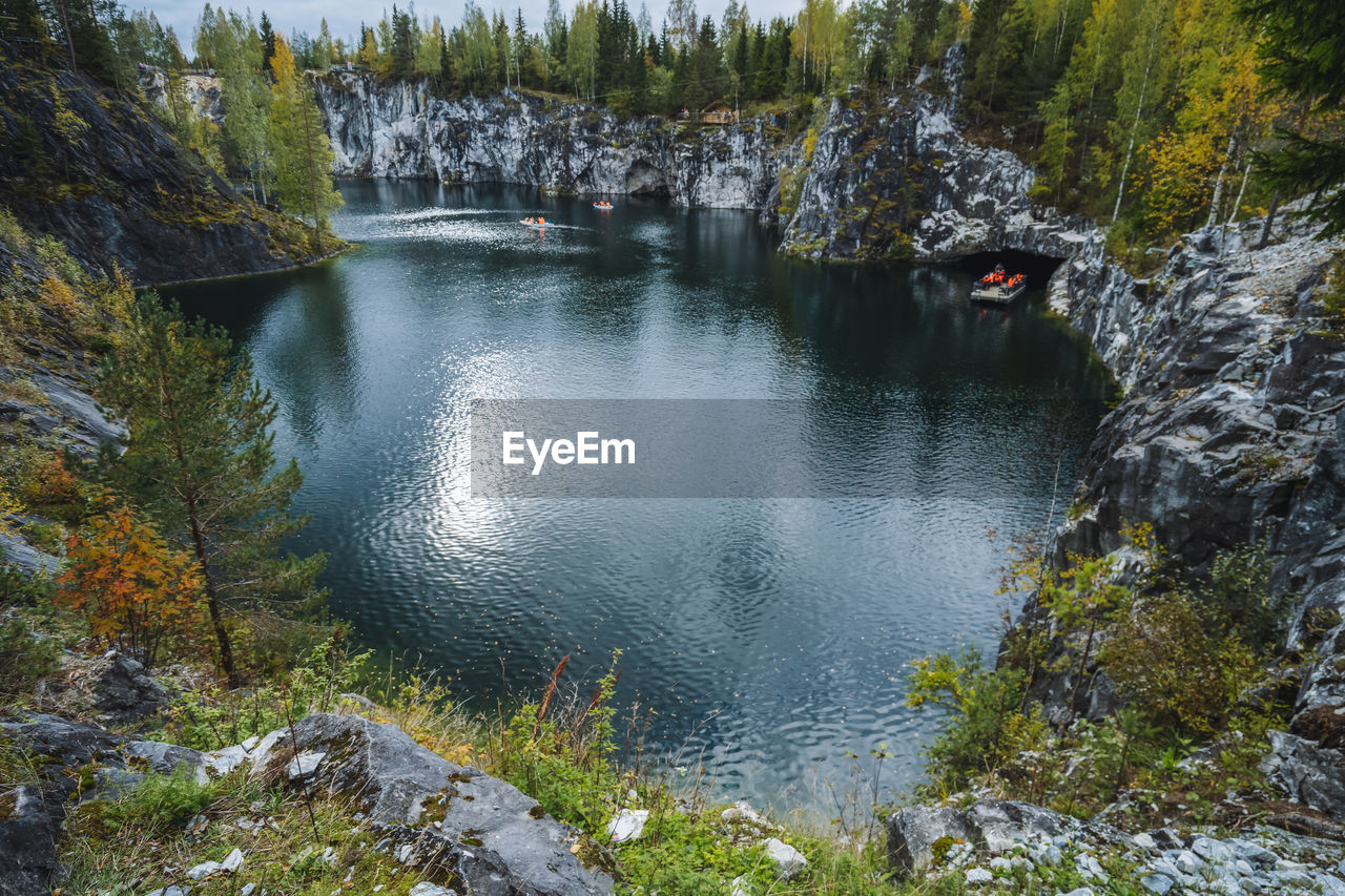 Marble canyon in the mountain park of ruskeala, karelia, russia