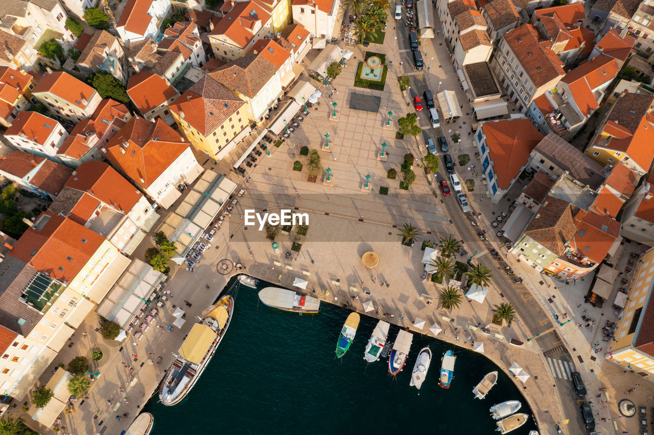 Aerial view of the beach near mali losinj on losinj island, the adriatic sea in croatia