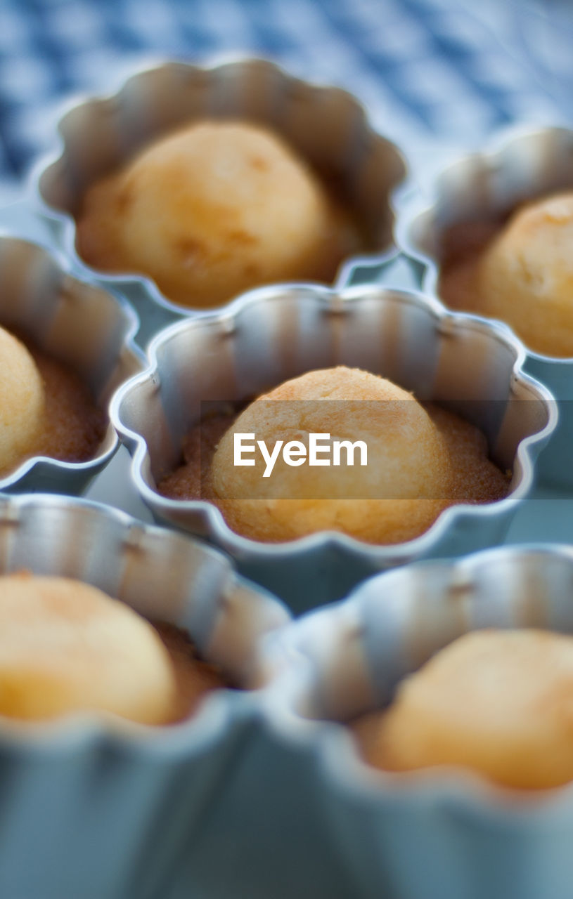 Close-up of muffins in baking sheet