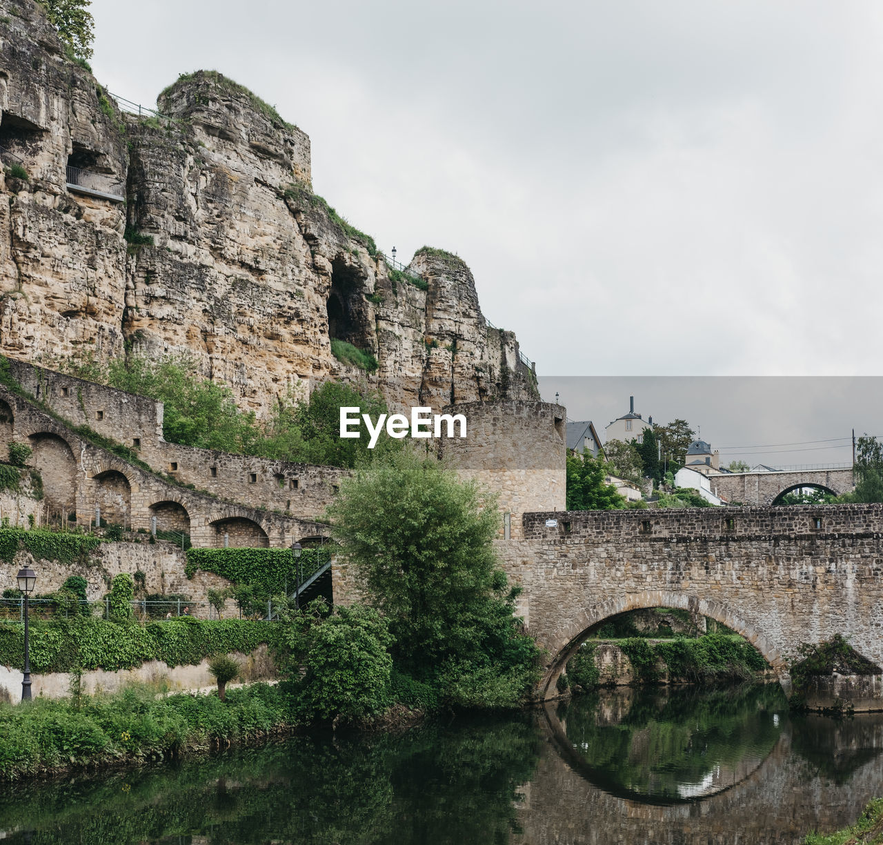 Bock casemates, a complex of underground tunnels and galleries in luxembourg, over alzette river.