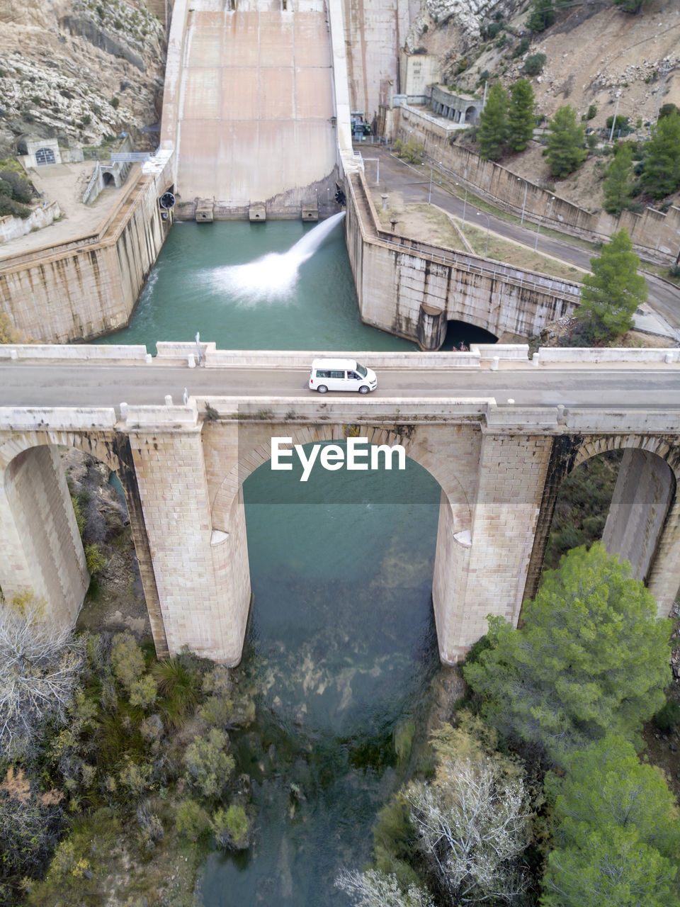 Van on a bridge in spain