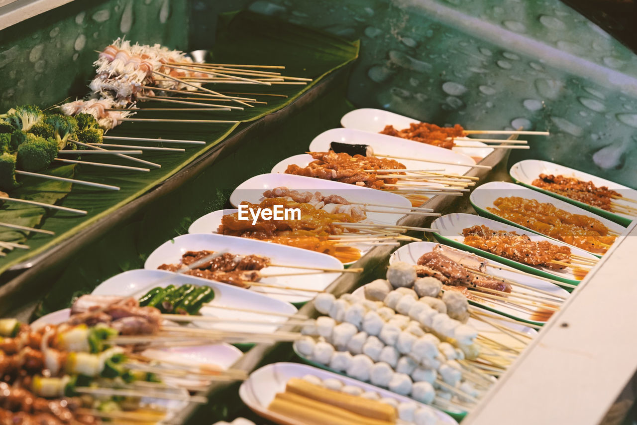 High angle view of food for sale at market