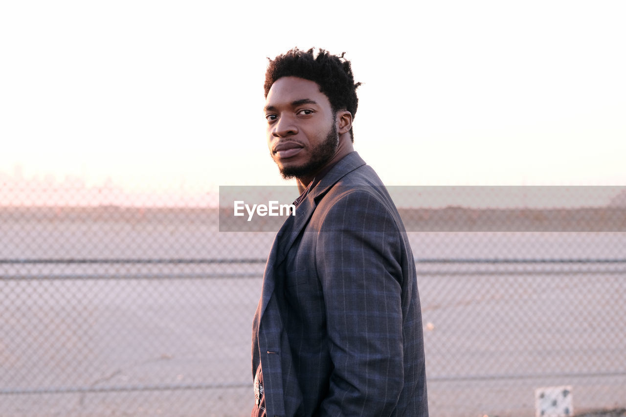 African american business man at sunset