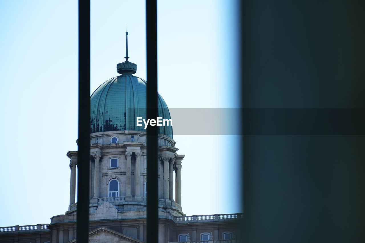 LOW ANGLE VIEW OF BELL TOWER AGAINST CLEAR SKY