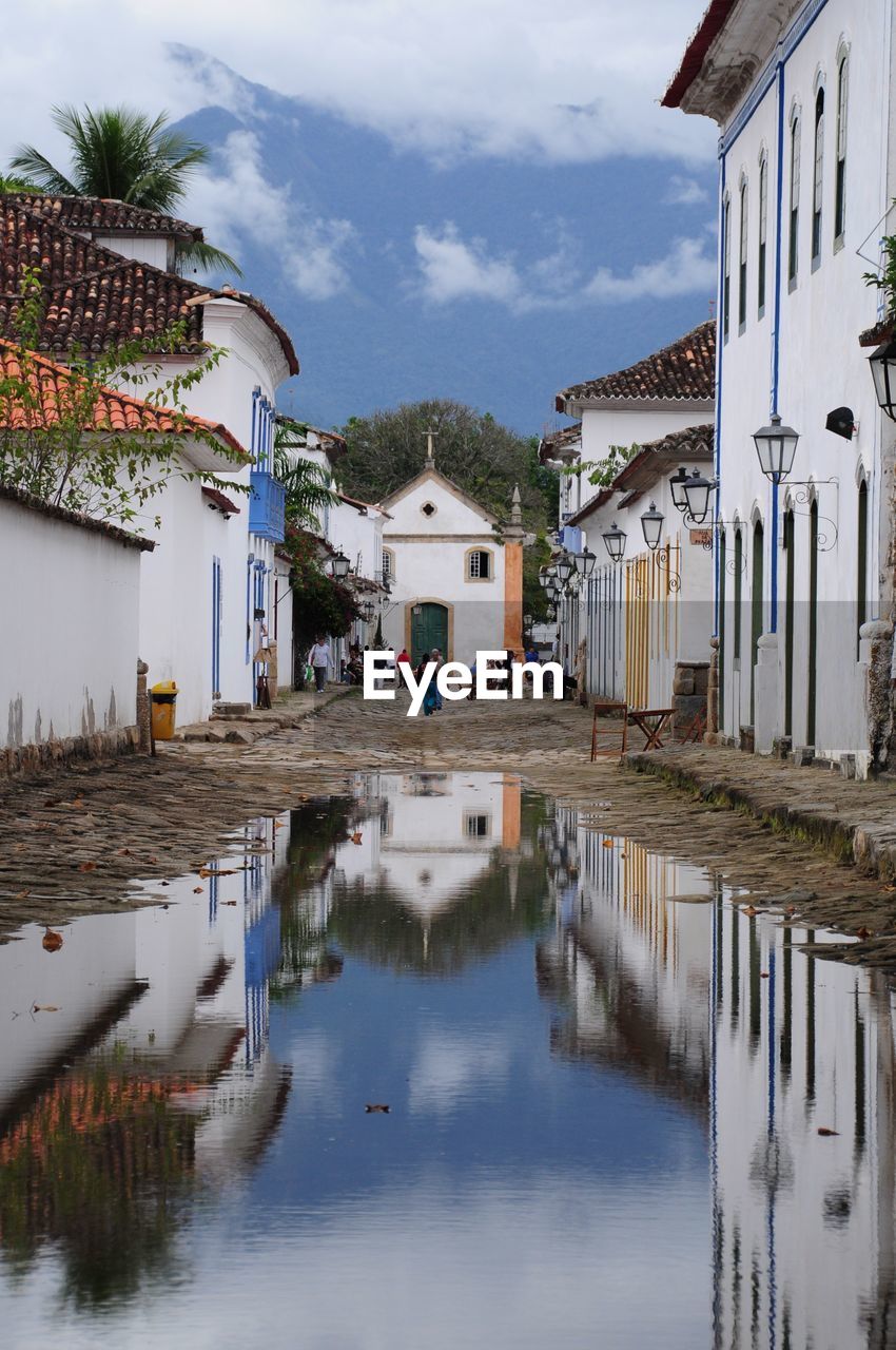 Reflection of historic buildings in water