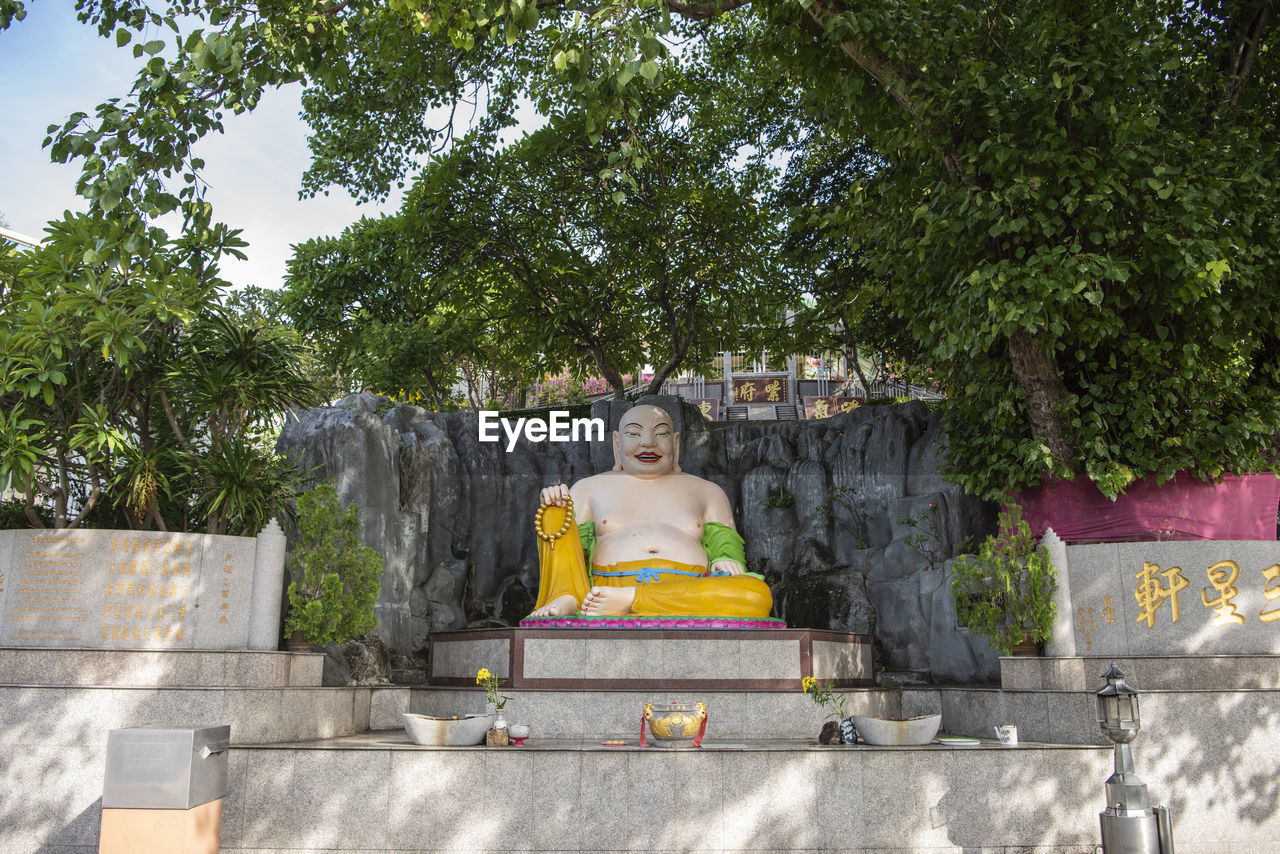 low angle view of statue in park