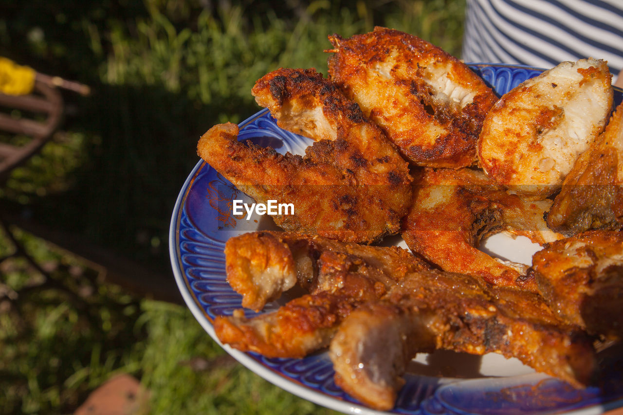 high angle view of food in plate