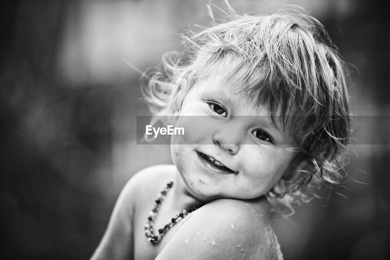 Close-up portrait of happy child