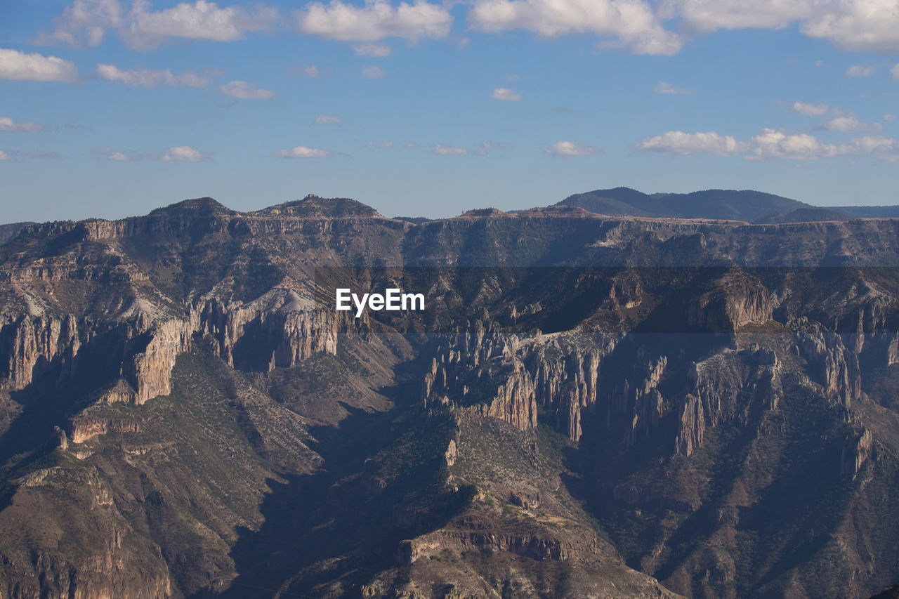 Scenic view of rocky mountains against sky on copper canyon / barrancas del cobre