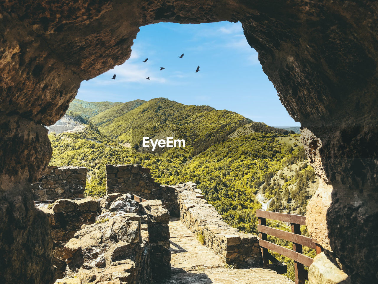 Scenic view of rock formations against sky