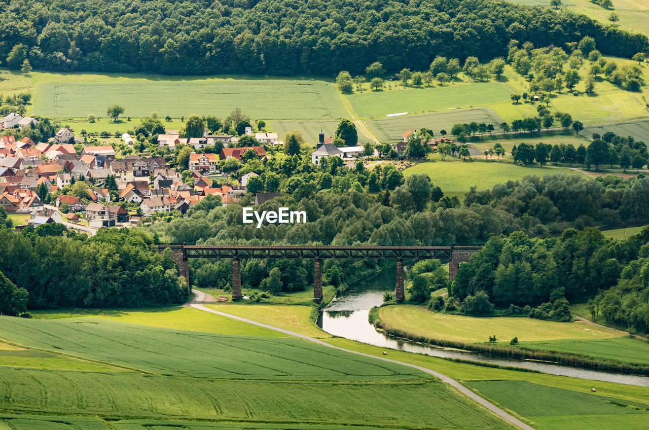 High angle view of agricultural field