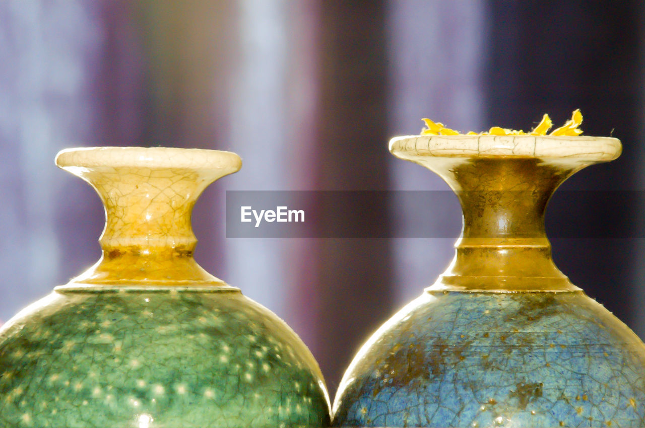 Cropped image of antique vases