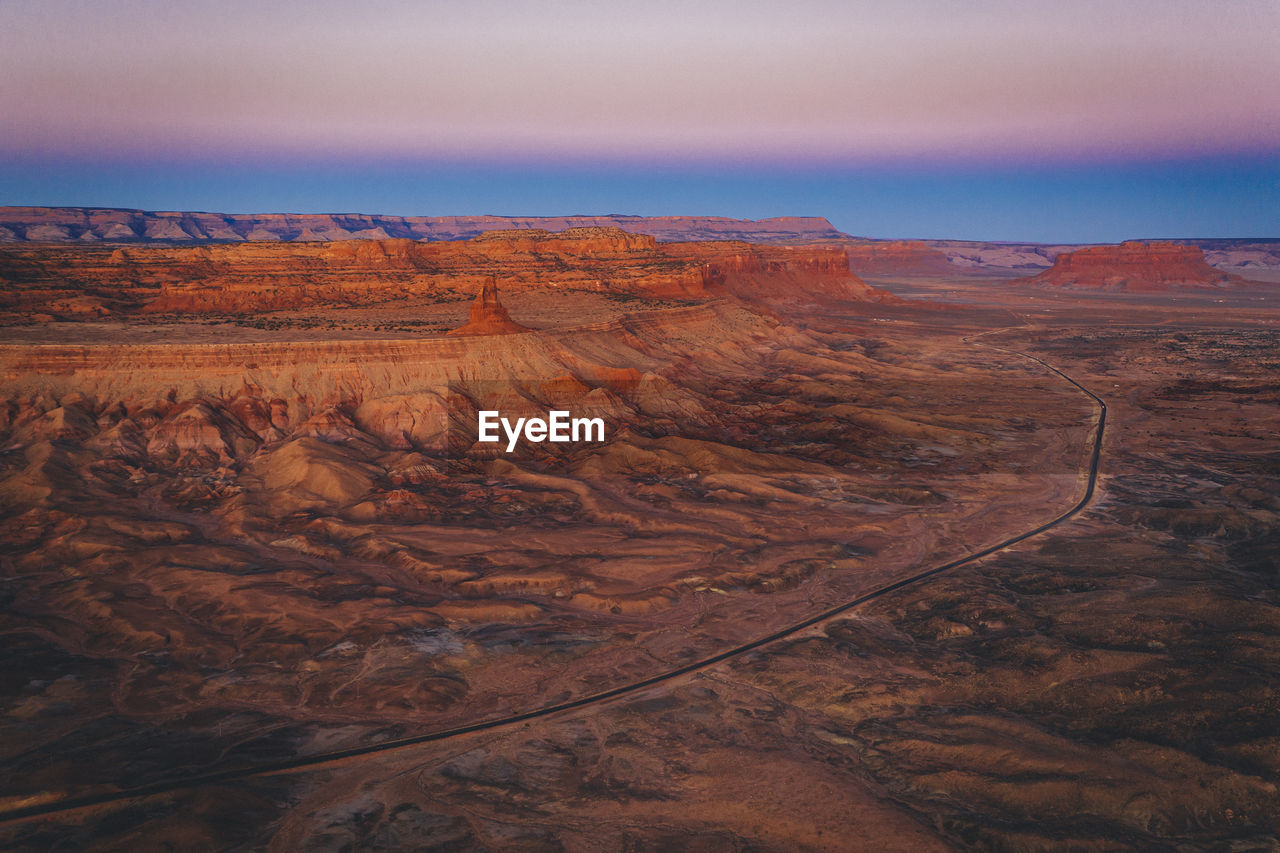 Aerial view of highway 163 to monument valley in the morning