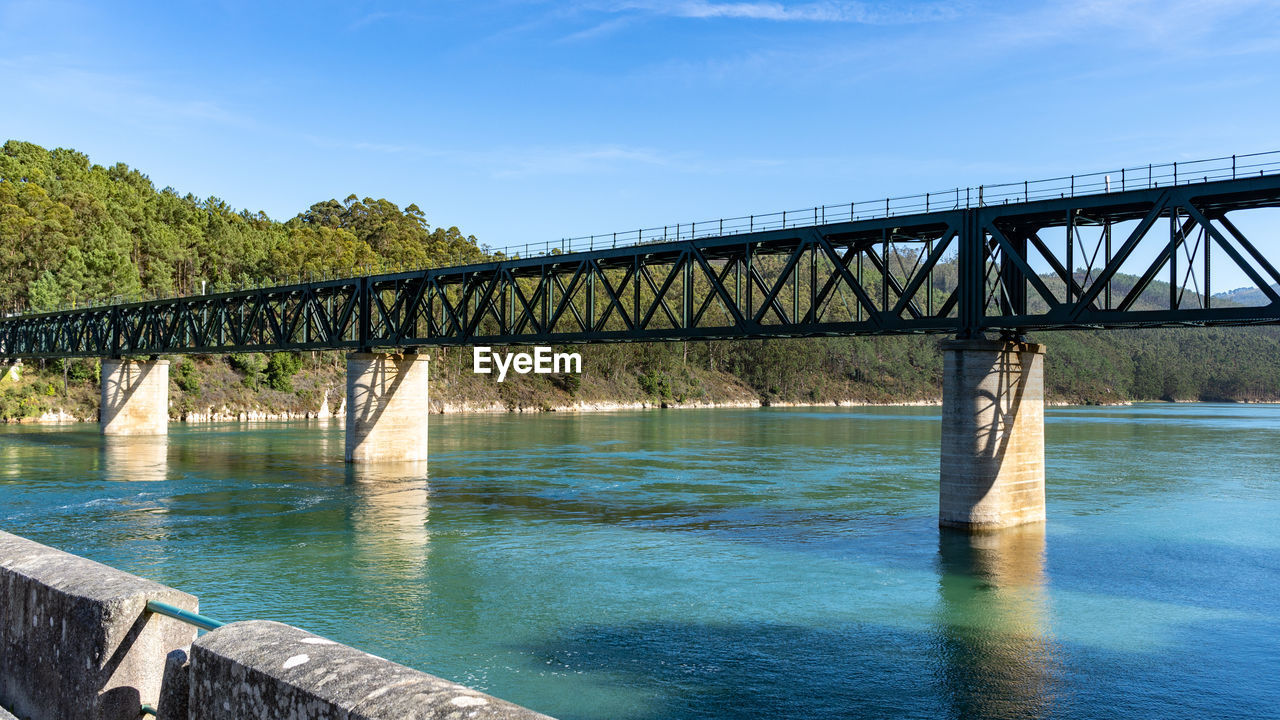 Bridge over river against sky