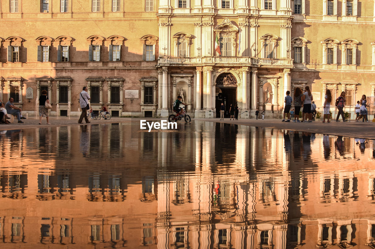 Reflection of buildings in river