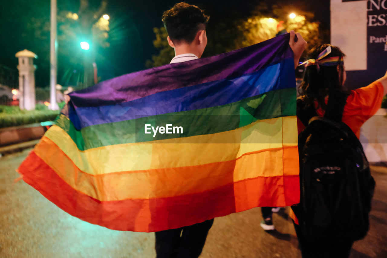 REAR VIEW OF TWO FLAG