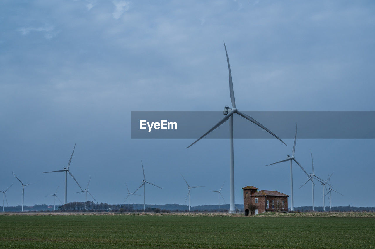 Windmills at overgaard gods at havndal, denmark