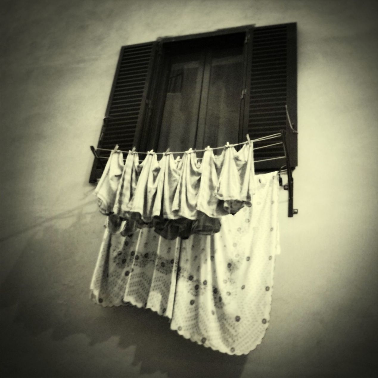 Clothes drying outside window