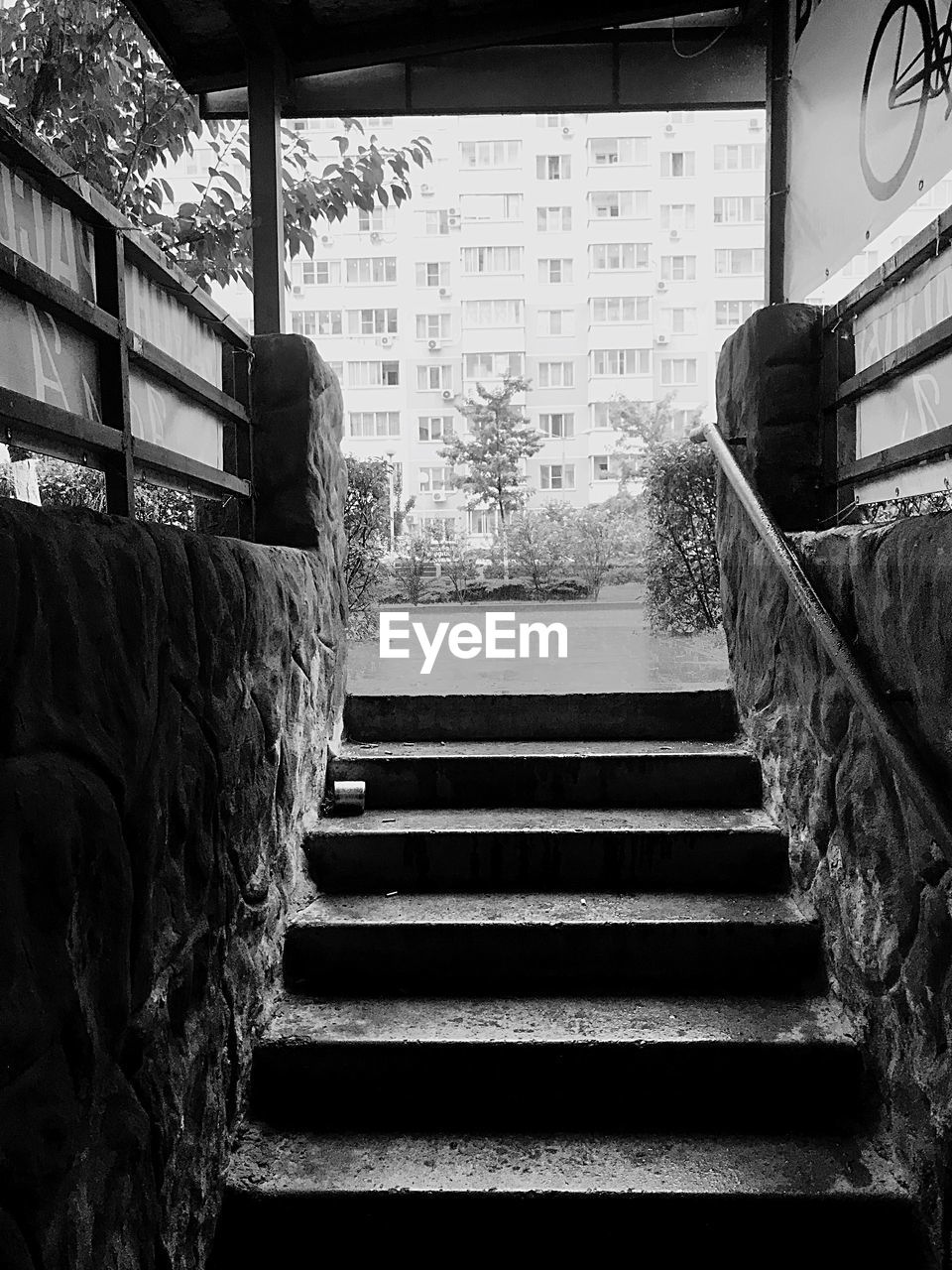 STAIRCASE AGAINST BUILDINGS